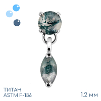 Накрутка с подвеской Almond Agate Moss 1.2 мм
